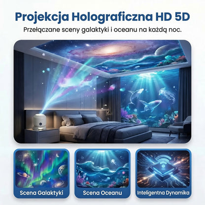 Ostatni dzień –70% 🔥 | Projektor światła nocnego REBYIPO® — Inteligentny projektor 5D (holograficzne rozgwieżdżone niebo i ocean) 🌠