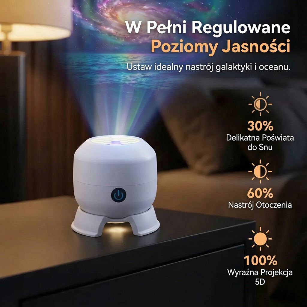Ostatni dzień –70% 🔥 | Projektor światła nocnego REBYIPO® — Inteligentny projektor 5D (holograficzne rozgwieżdżone niebo i ocean) 🌠